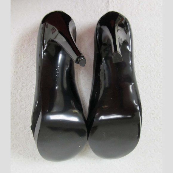 BCBGirls Bobby Black Patent Open Toe Heels 7.5 New - Picture 4 of 4